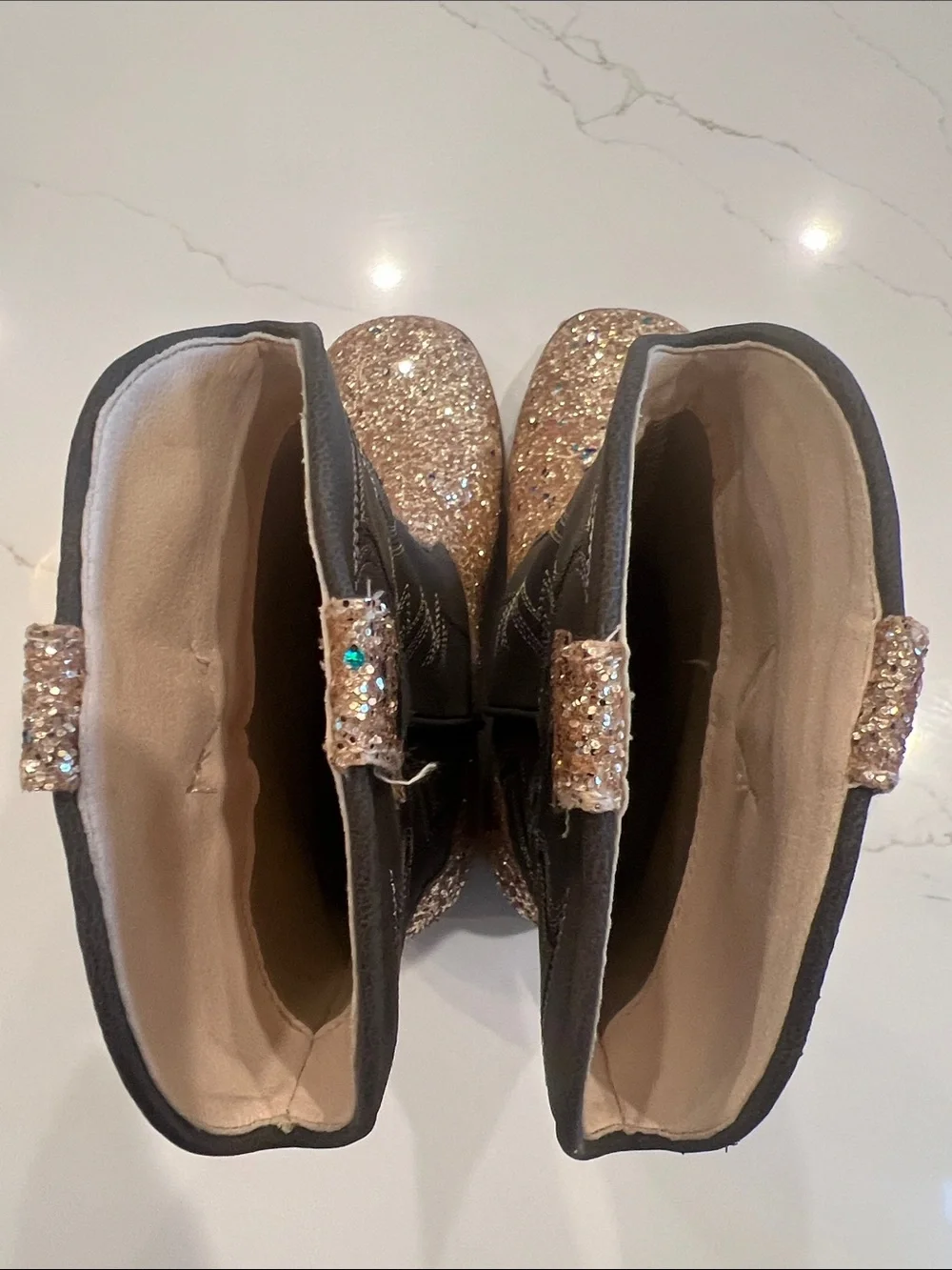 Girls/Youth Size 3 Cowgirl Boots~Rose gold/champagne glitter